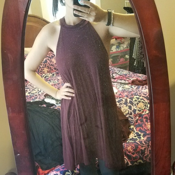 Maroon mock turtleneck sleeveless dress - Picture 2 of 4